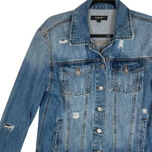 Black Label C'est Toi Denim Jacket Womens Size S Distressed Jean Trucker